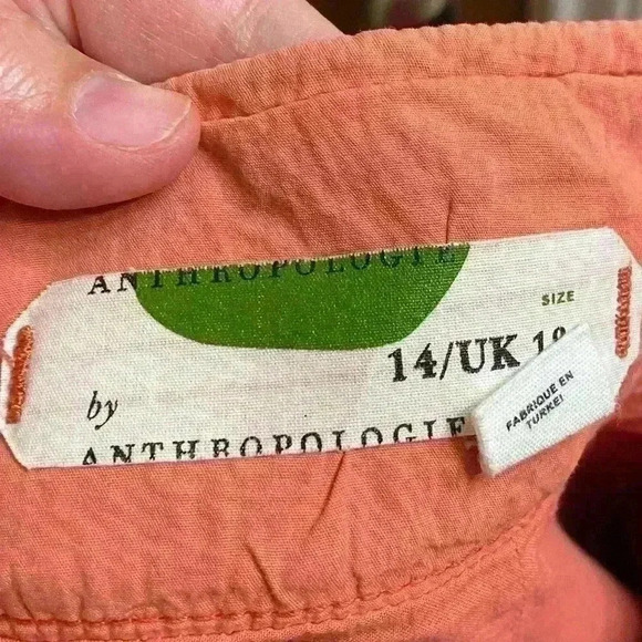 Anthropologie Button Pocket Skirt with Back Zipper in Salmon Pink Size 14 - Picture 4 of 7